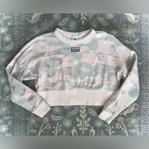 Adidas Women's Camouflage Cropped Sweatshirt- Pink and Grey